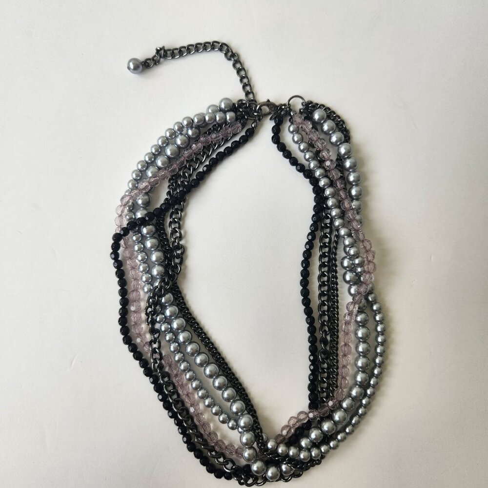 Premier Designs Y2K Multi-Chain Layered Necklace Beads Glam Grunge Rocker Chic - Picture 4 of 7